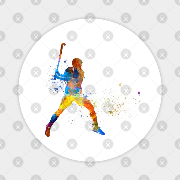 watercolor field hockey Magnet by PaulrommerArt